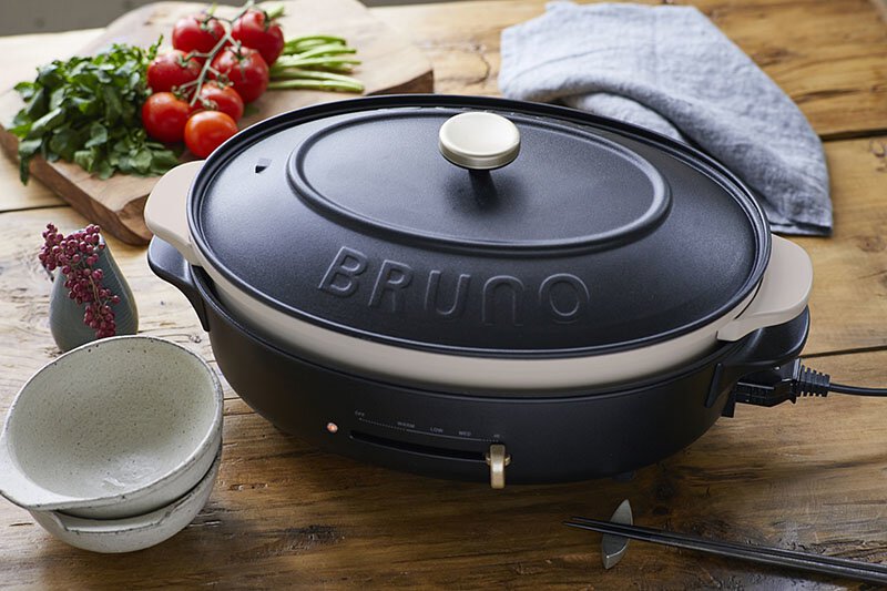 6烤盤套裝!BRUNO 多功能橢圓電熱鍋 Oval Hot Plate - 米白色
